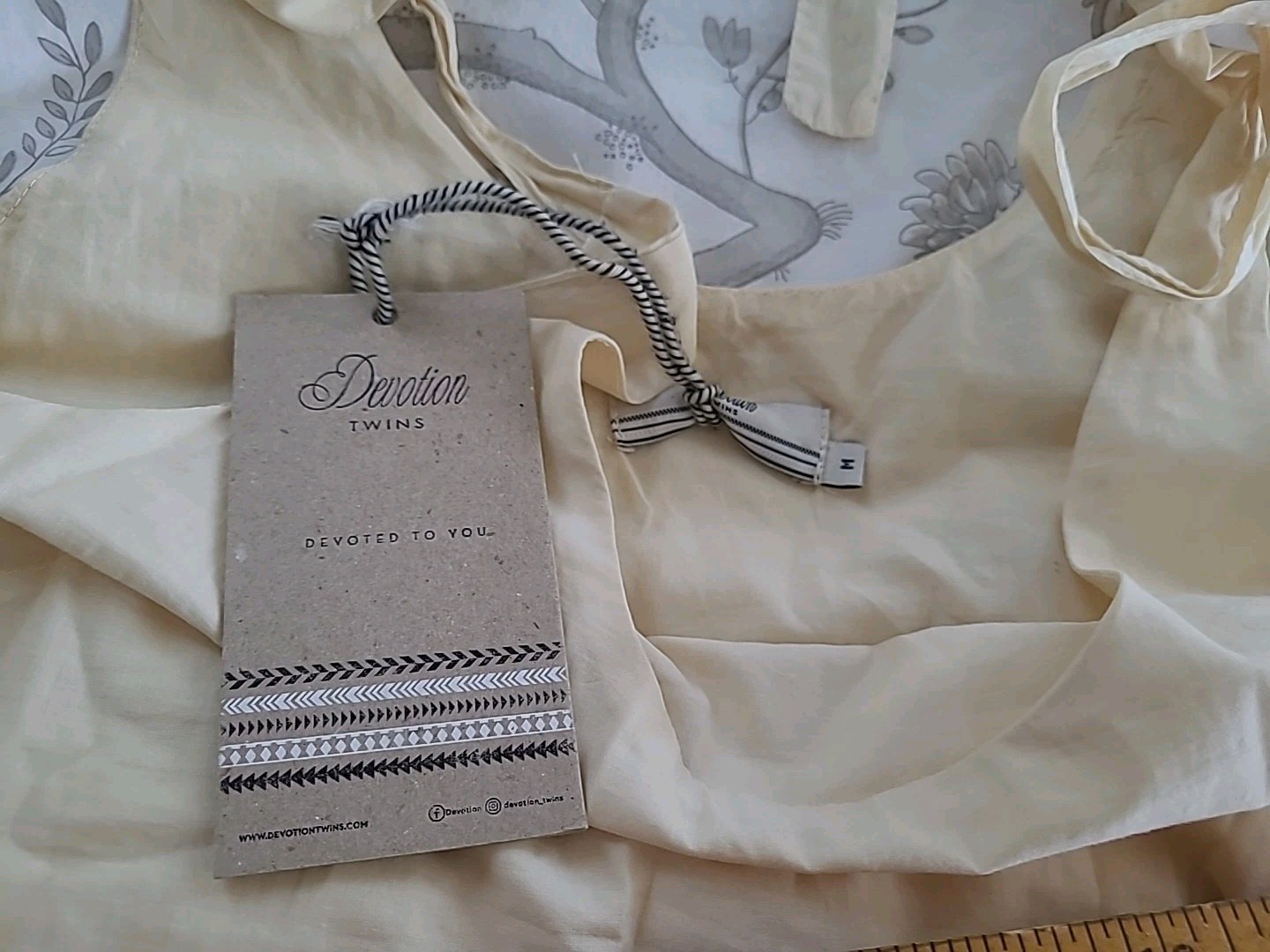 Devotion Twins Sundress Medium M – Ivory Natural Tie Shoulders Cotton Greece NWT