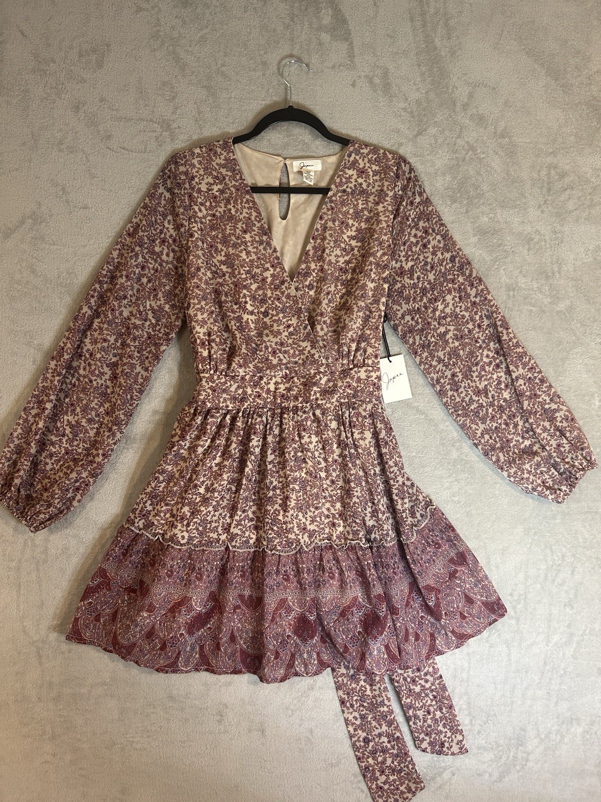 Japna NWT Western Layered Boho Chic Earthy Prairie Ultra-Feminine Mini Dress XS