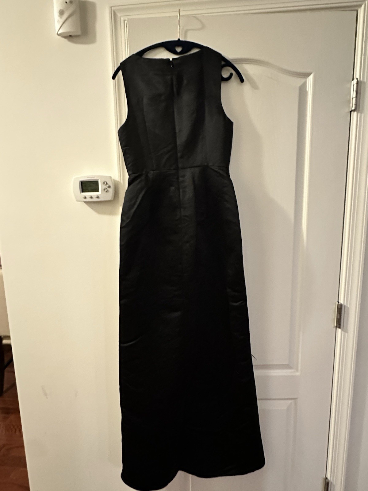 Black Satin Ostrich Feather Sleeveless Evening Gown – Elegant