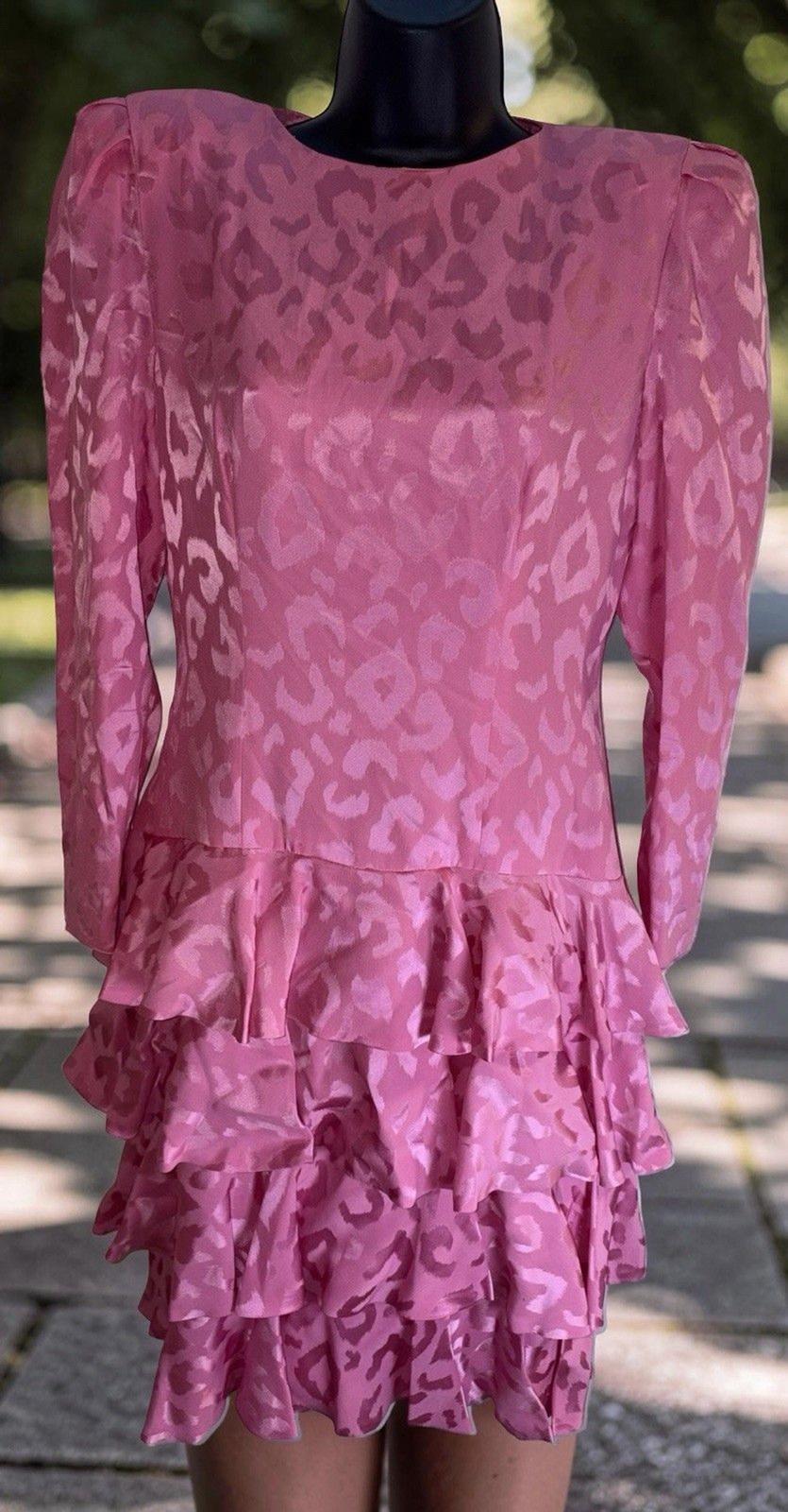 VTG A.J. Bari 100% Silk Drop Waist Ruffle Dress Sz 10