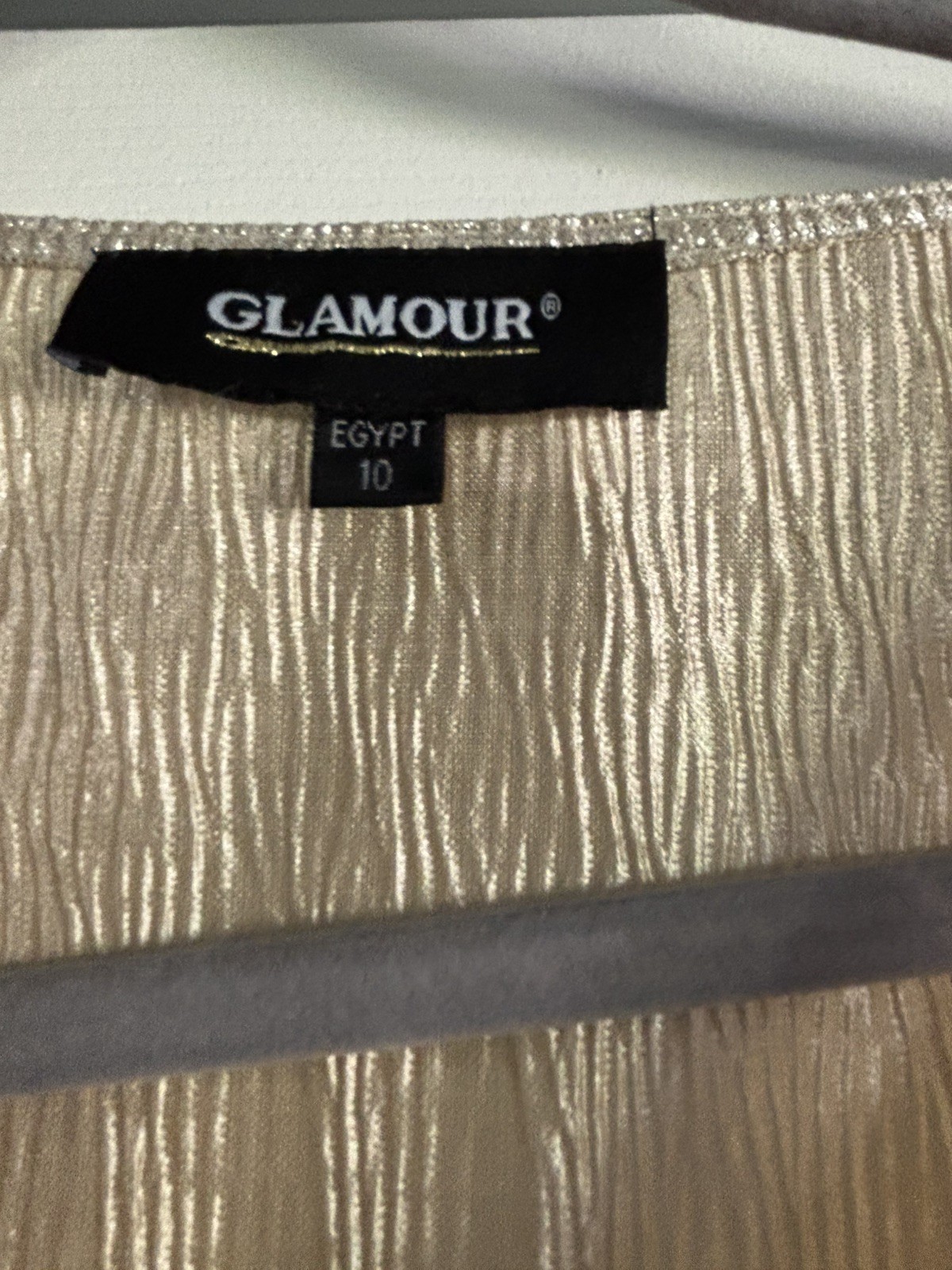 VTG 70’s Glamour Egypt Gold Disco Metallic Surplice Party Dress Long Sleeve