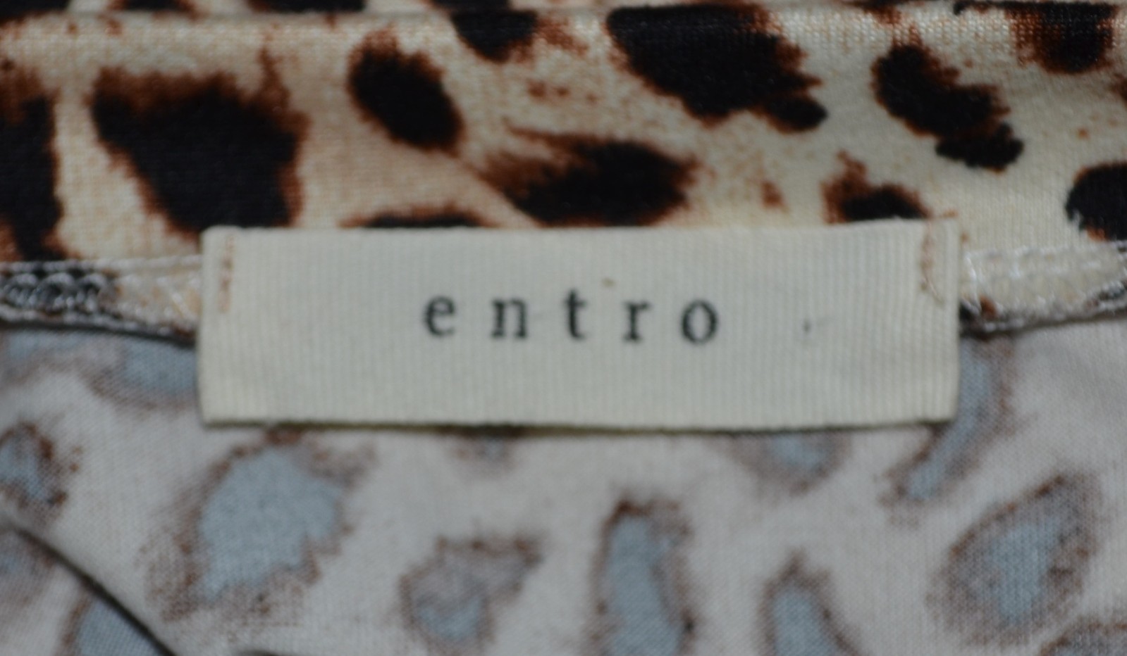 ENTRO Tan Brown Black Leopard Print Mock Neck Ruffle Sleeve Tiered Dress Large