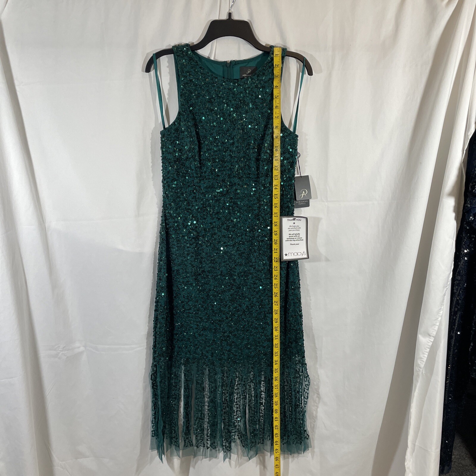 NWT Adrianna Papell [ 8 ] Beaded Short Dress in Dark Jade Green #G837