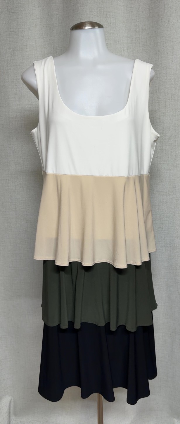 Multi-Tier Colorblock Tank Dress Sleeveless Sz L / XL
