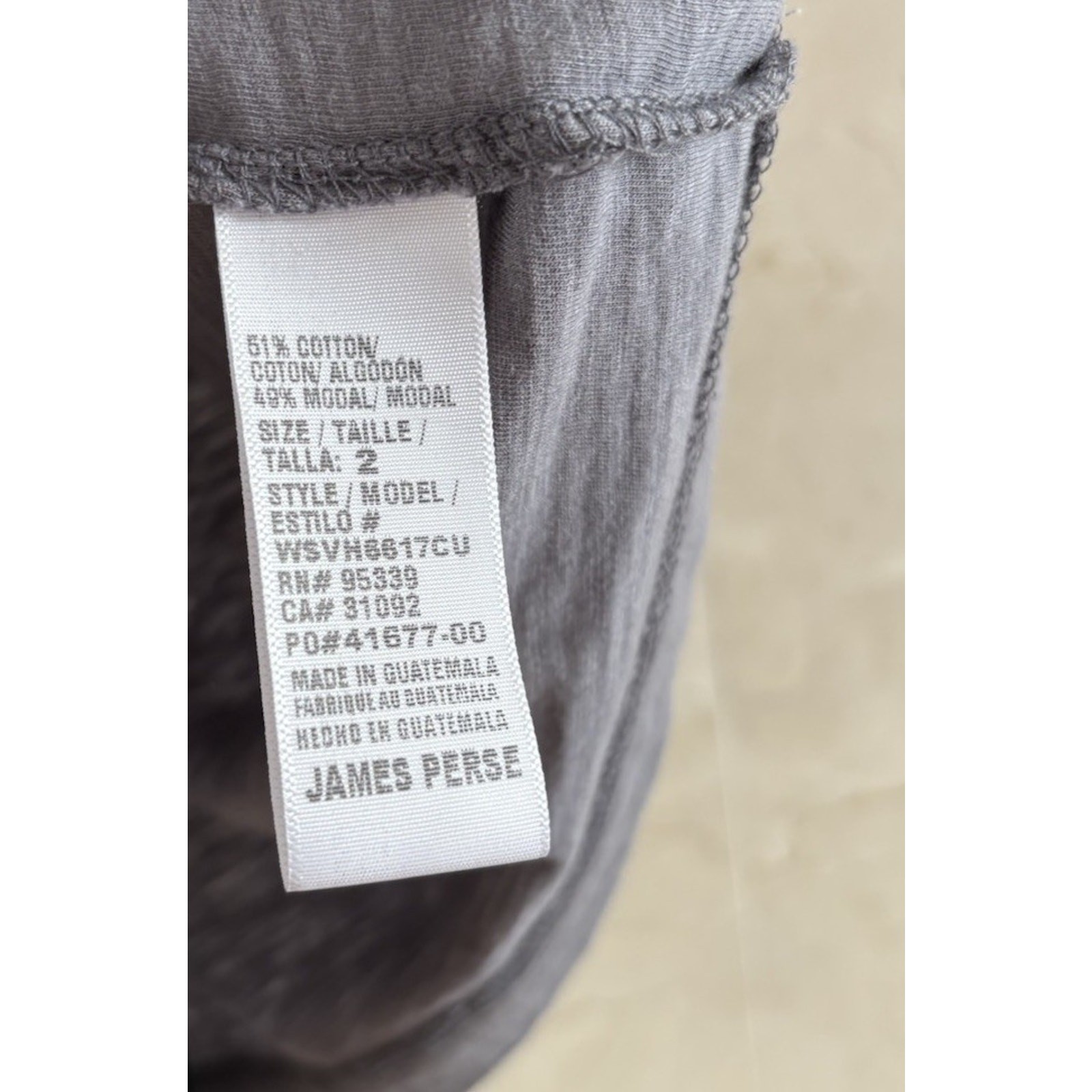 NWT James Perse Stretch Knit Dress – 2 Gray Summer Minimalist Everyday Basic USA