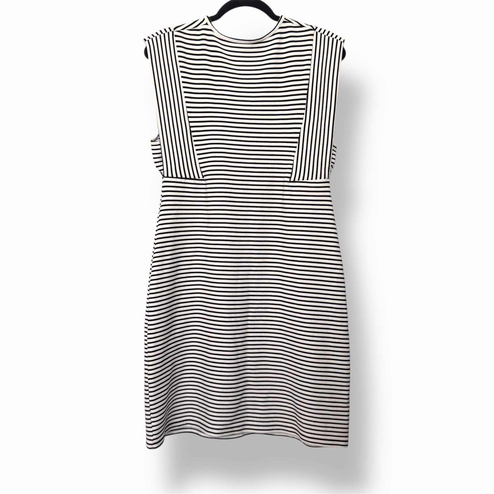 Derek Lam Collective Striped Sheath Dress Black White Sleeveless V-Neck Size 50