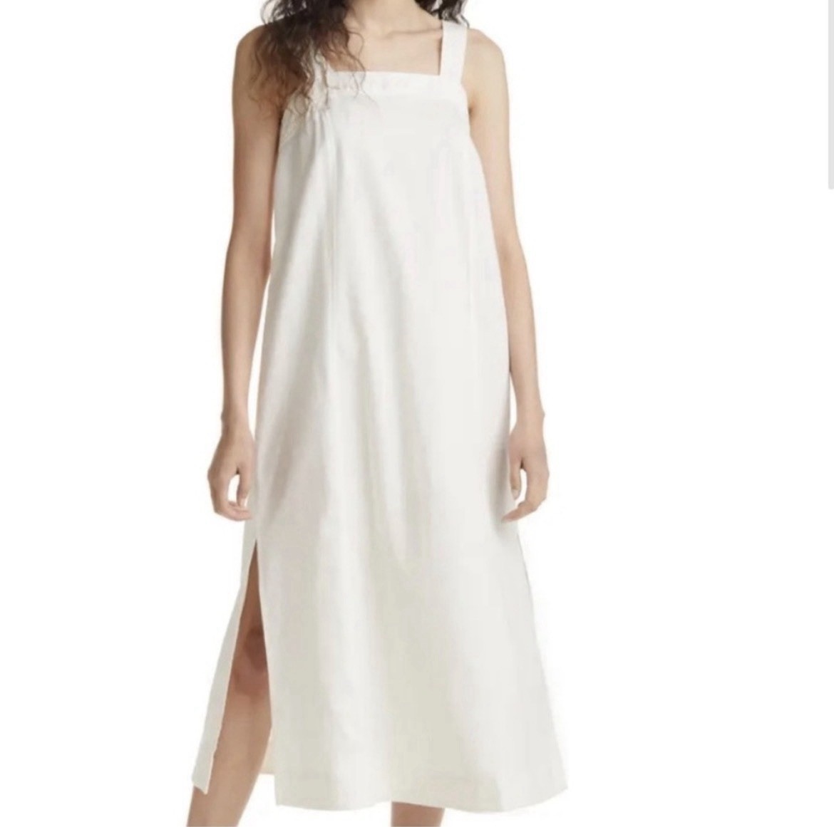 Madewell Linen-Cotton Princess-Seamed Midi Dress Women’s Sz S White
