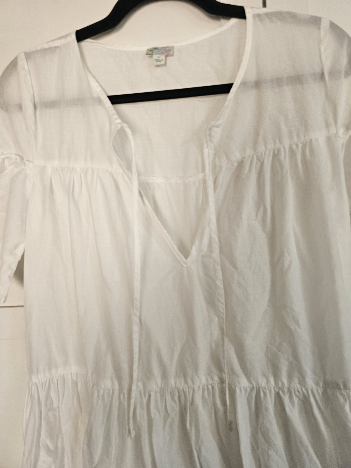 Vintage J Crew Original Beachwear White Tiered Dress Tunic Popover XS 19″ Pit