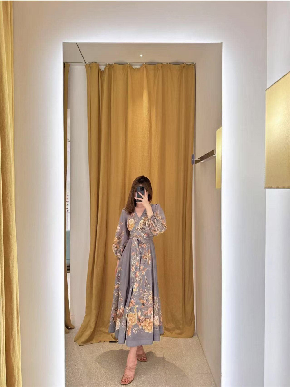NWT Zimmermann Resort New Print Elegant Long Sleeve V-Neck Wrap Maxi Dress