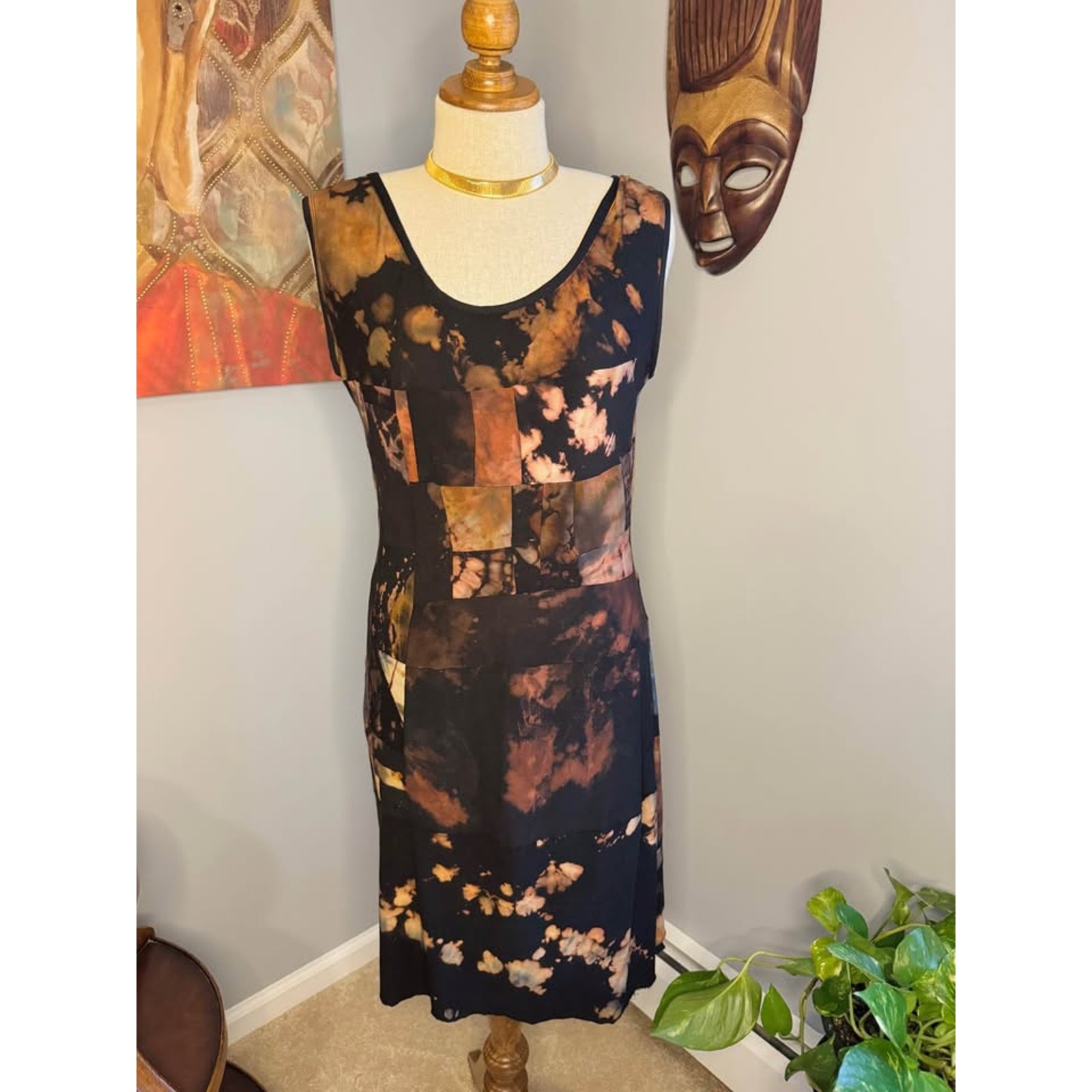 Handmade Organic Bamboo Reverse Tie Dye Patchwork Dress by Jeorjia Shea