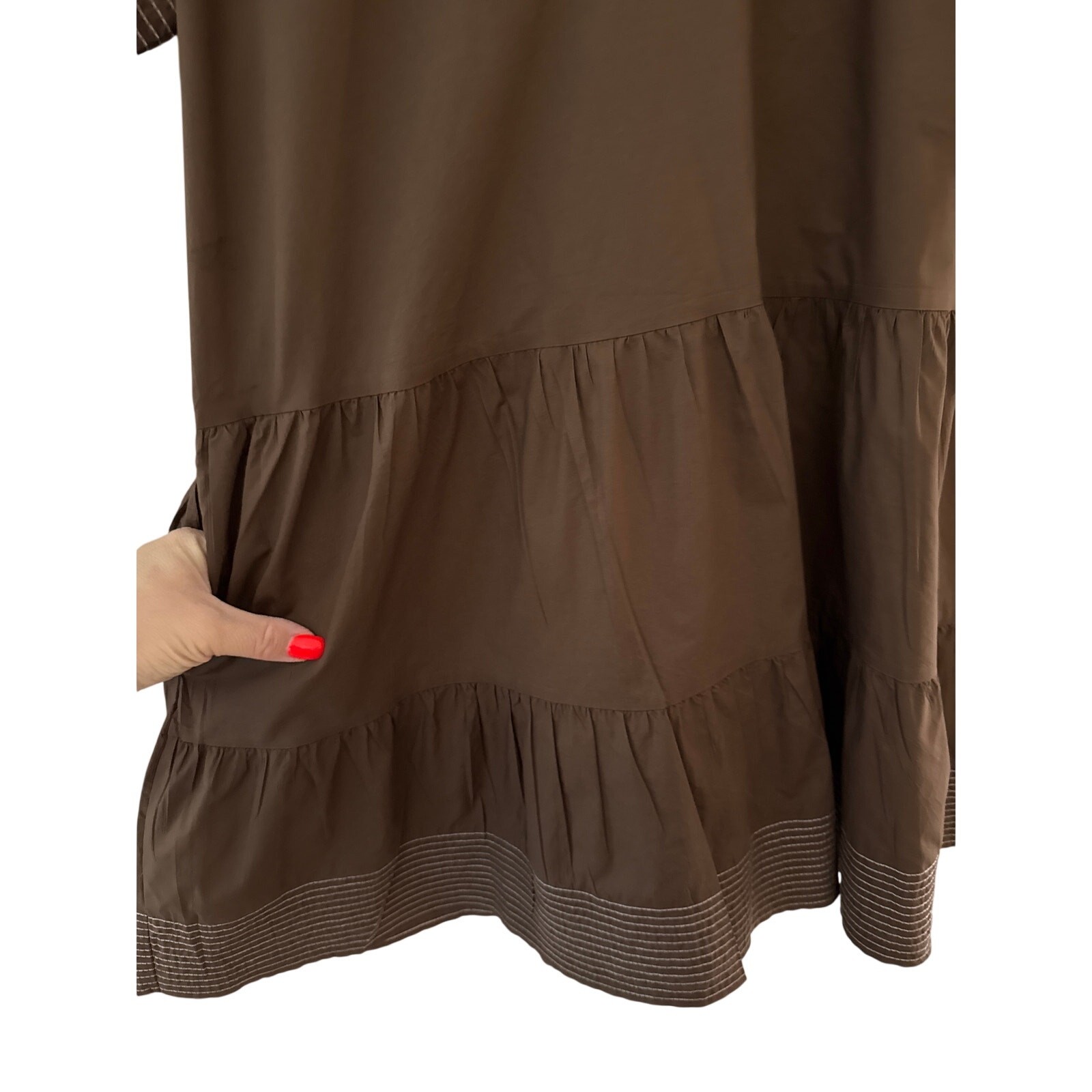 Tuckernuck Pomander Place Mocha Brown Kinsley Dress Pockets Size Small