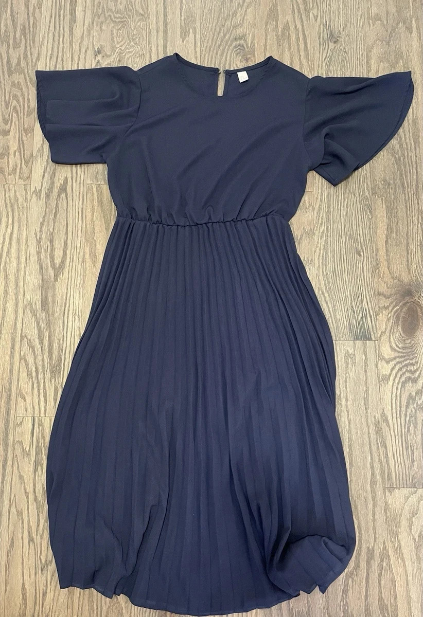 H&M Light Blue Flutter Sleeve V-Neck Mini Dress XL With Empire Waist