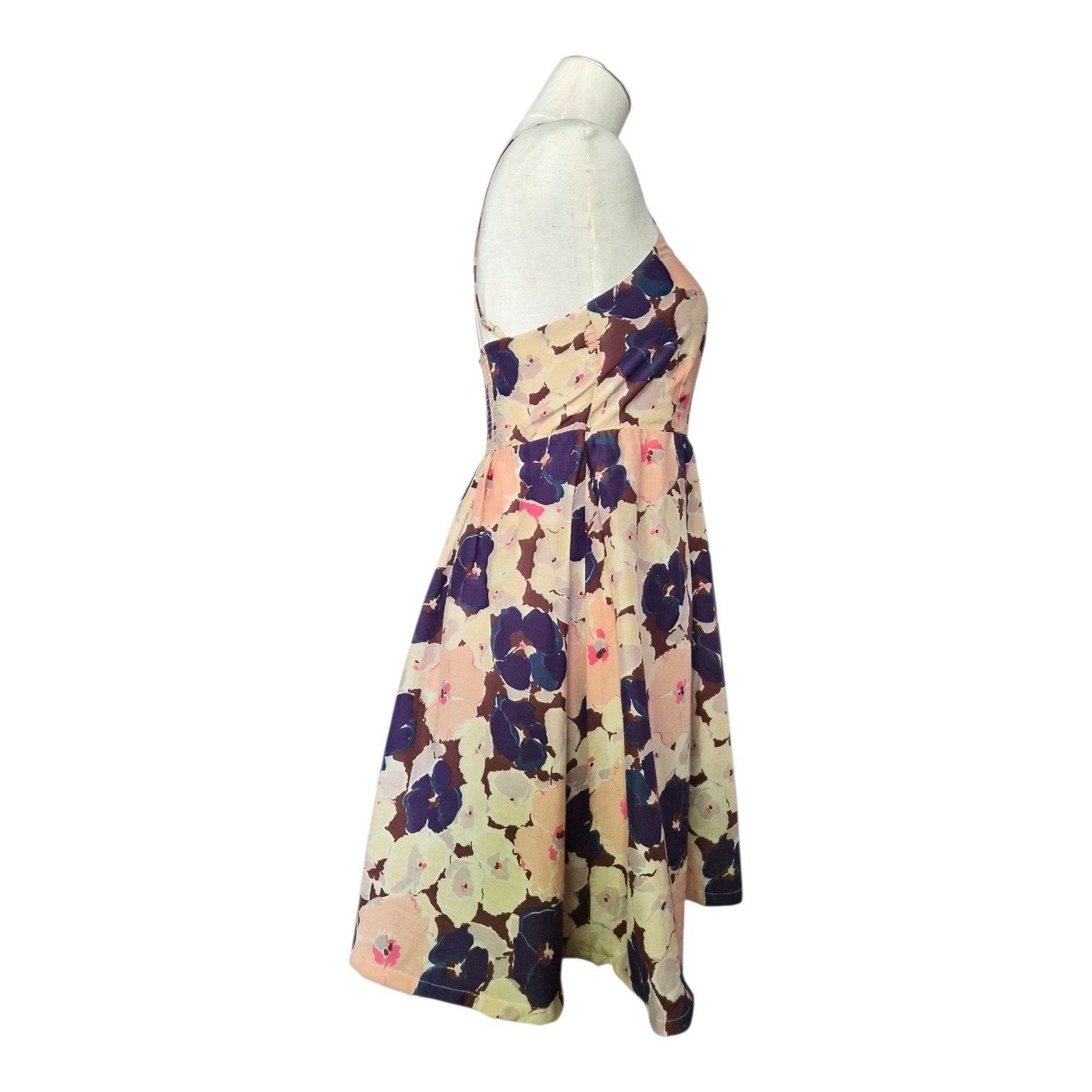 Elise Floral Cotton Silk Cottagecore Sundress XS Smocked Back Garden Party Dress