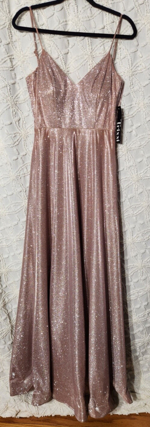 Trixxi Womens Formal Glitter Dress Size 7 Pink Prom Sparkle Barbie Long