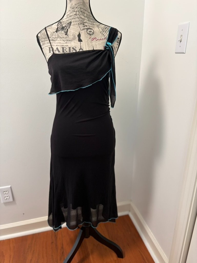 Whimsgoth boho Asymmetrical Midi Dress Black