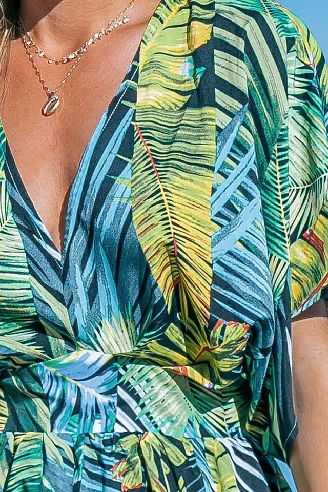 Cupshe Women’s Tropical Double Hem Split Maxi Size XL- Summer, Beach Dress 026