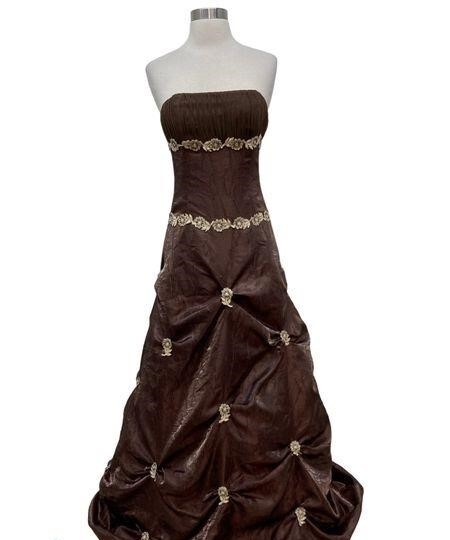 C.W. Designs Brown and Tan  Strapless Dress/Gown Size M NWT ($1090)