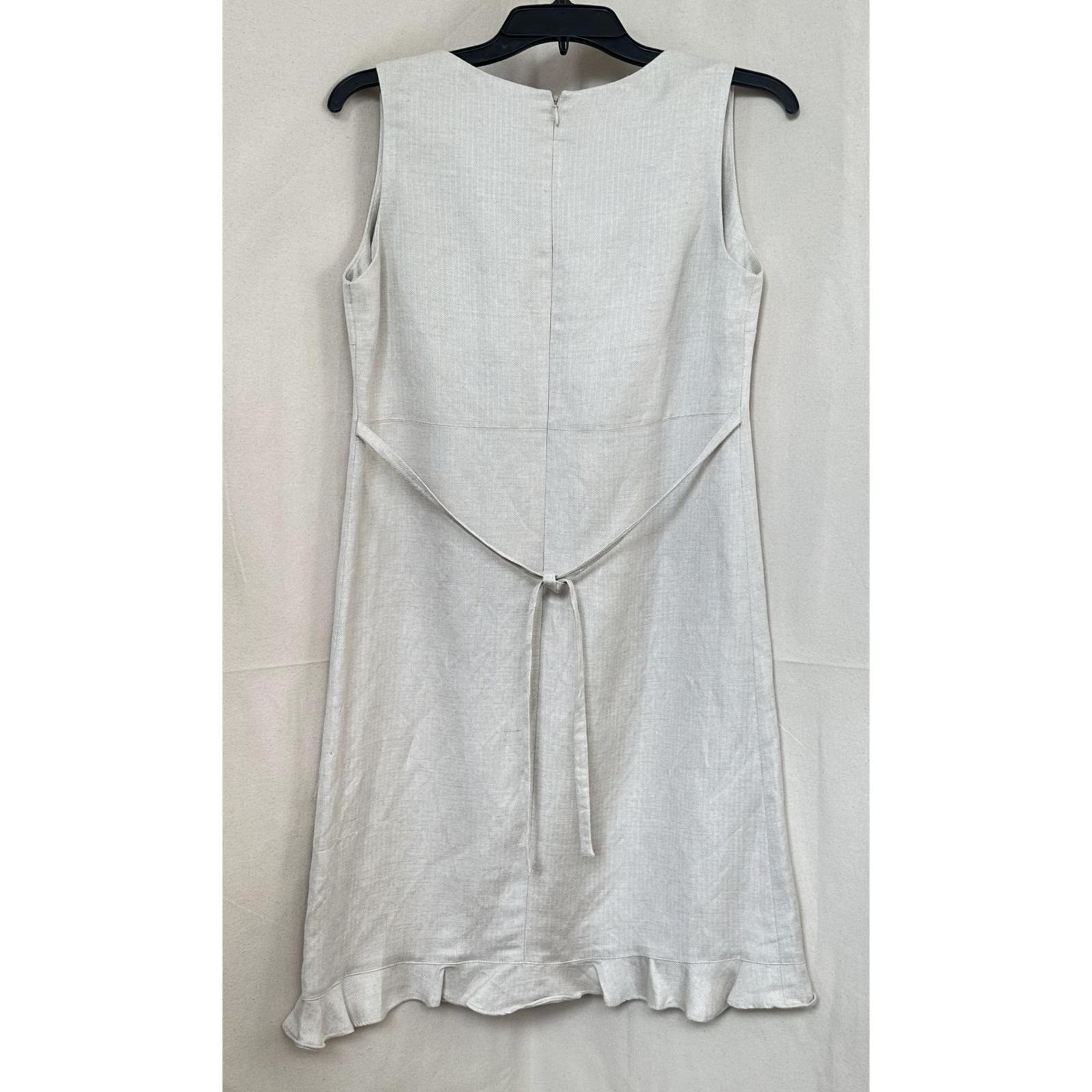 Amanda Smith Petites Linen Blend Mini Dress Ruffle Hem 8P Clean Girl Beachy READ