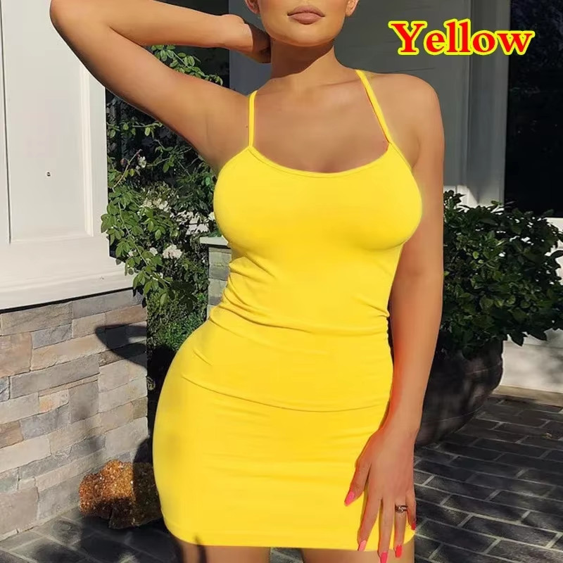 Women Spaghetti Strap Mini Dress Bodycon Club Party Sundress US
