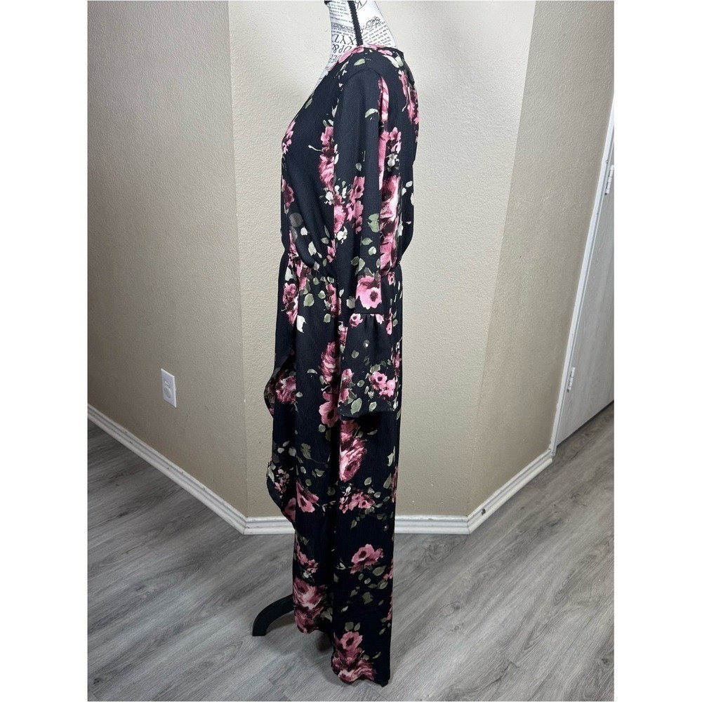 ANDREE BY UNIT Black Dress with Pink Floral Print