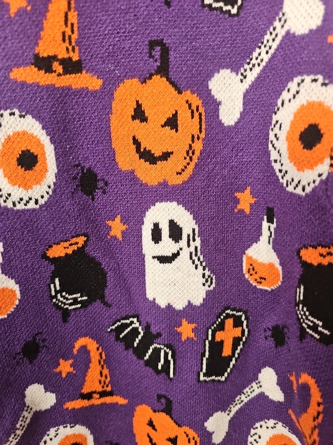NWT Women’s Size Large Spooky Smiles Halloween Sweater Dress Ghost Pumpkin +