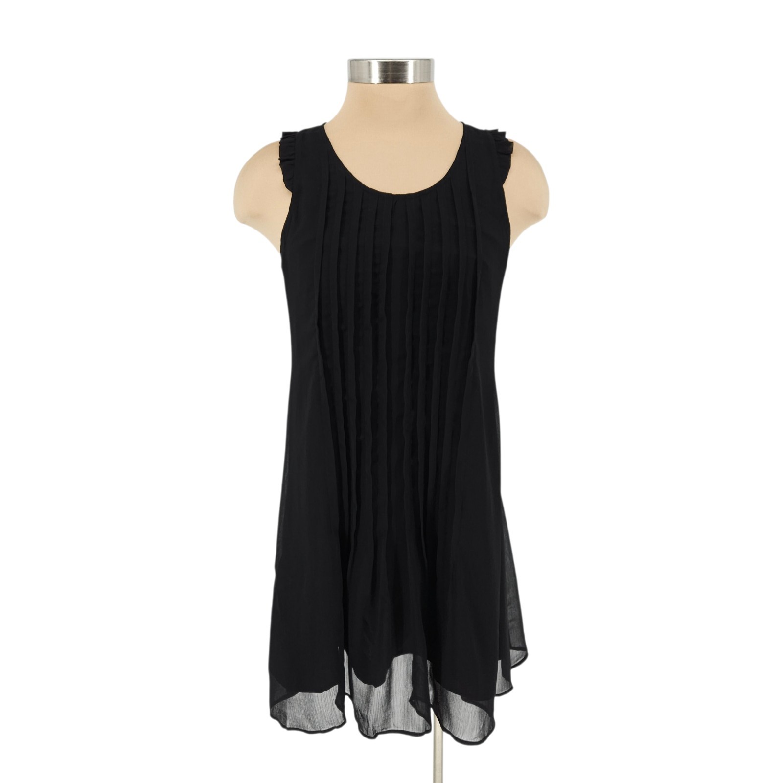 Banana Republic Fit Flare Tank Dress Black Pleated Ruffle Sleeveless NWT Women 2