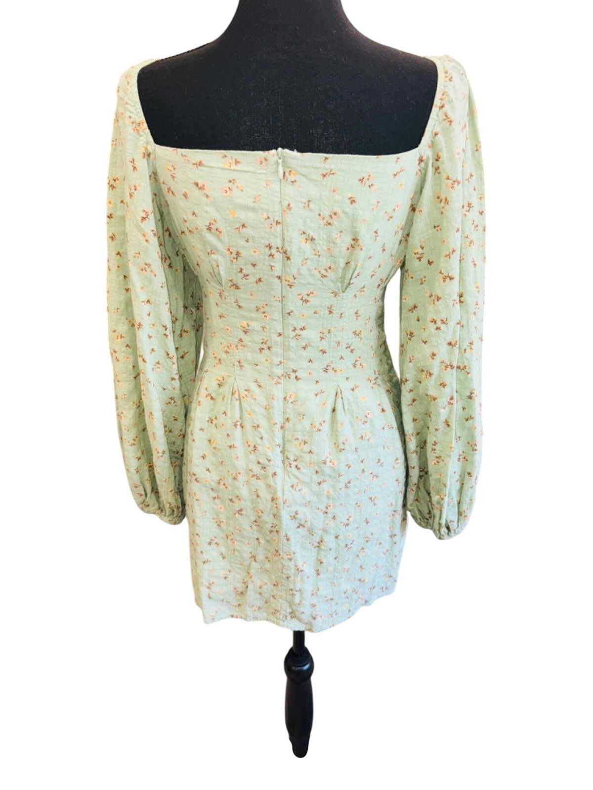 Sabo Tyla Cottage Core Floral Puff Sleeve Mini Dress Square Neck S Boho Peasent
