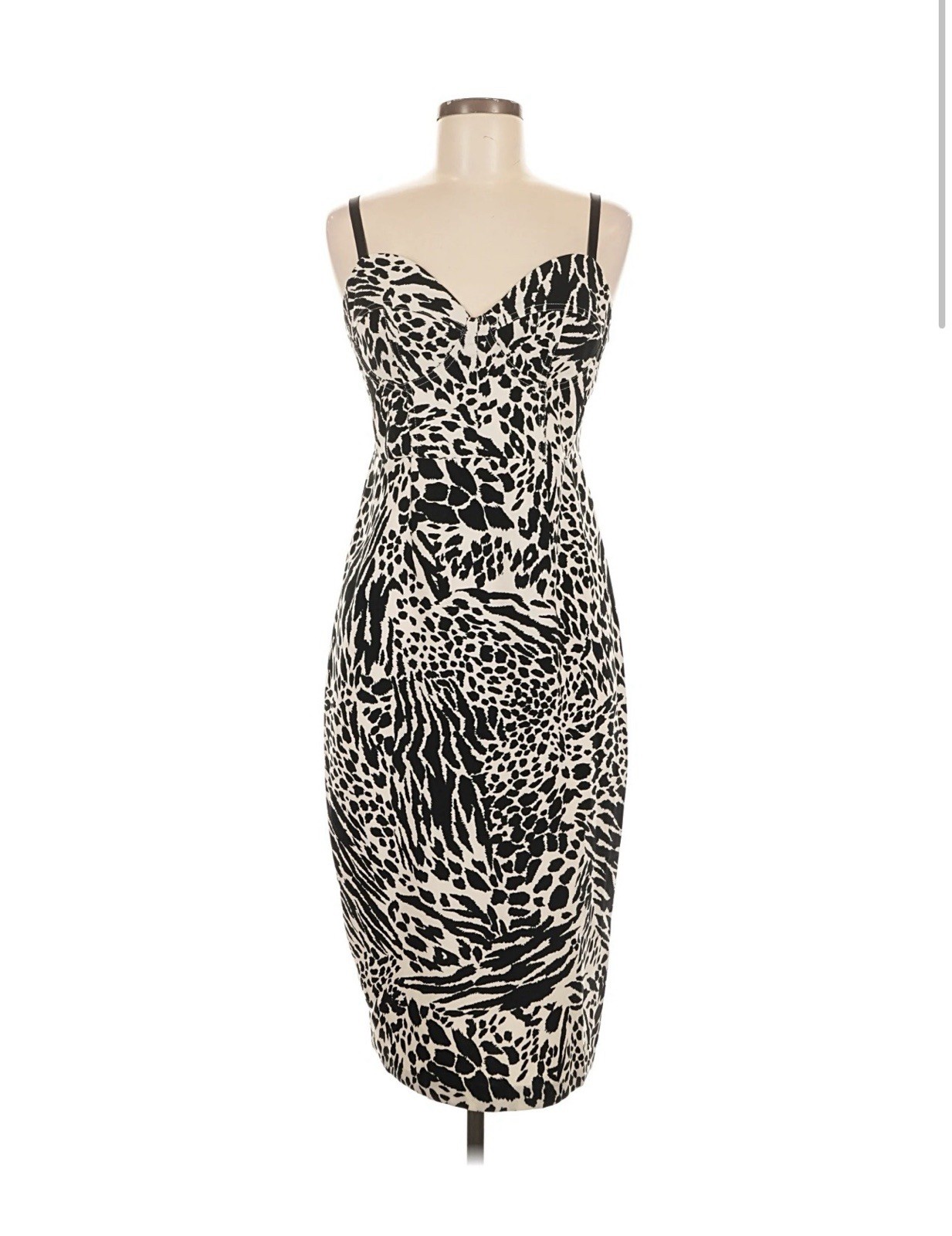 NWT Sergio Hudson Target Black and White Animal Print Bustier Midi Dress 2X