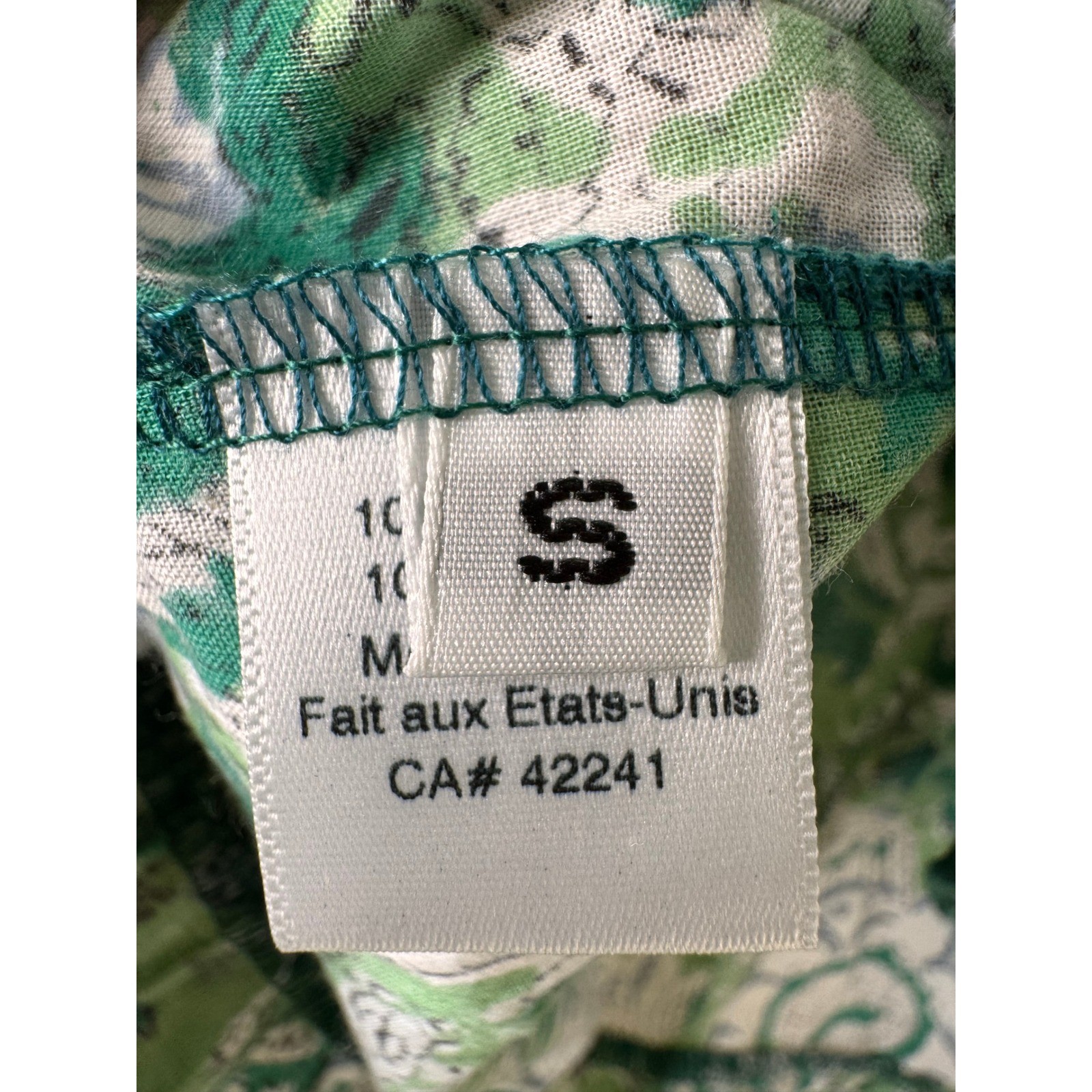 Stark X Green Floral Block Print Tiered Mini Dress Tie Shoulder Boho Summer