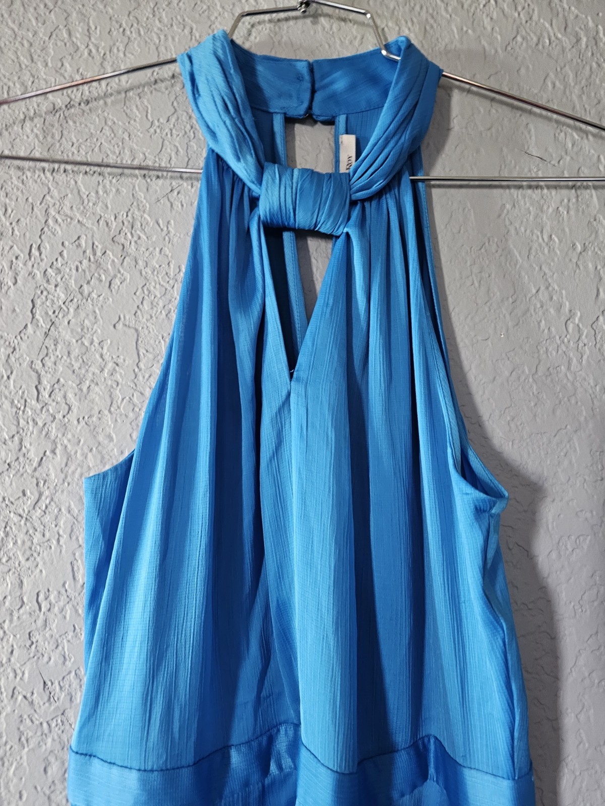 Rachel Roy Blue Woven Halter Tie Pocket Maxi Dress Sleeveless Long 8