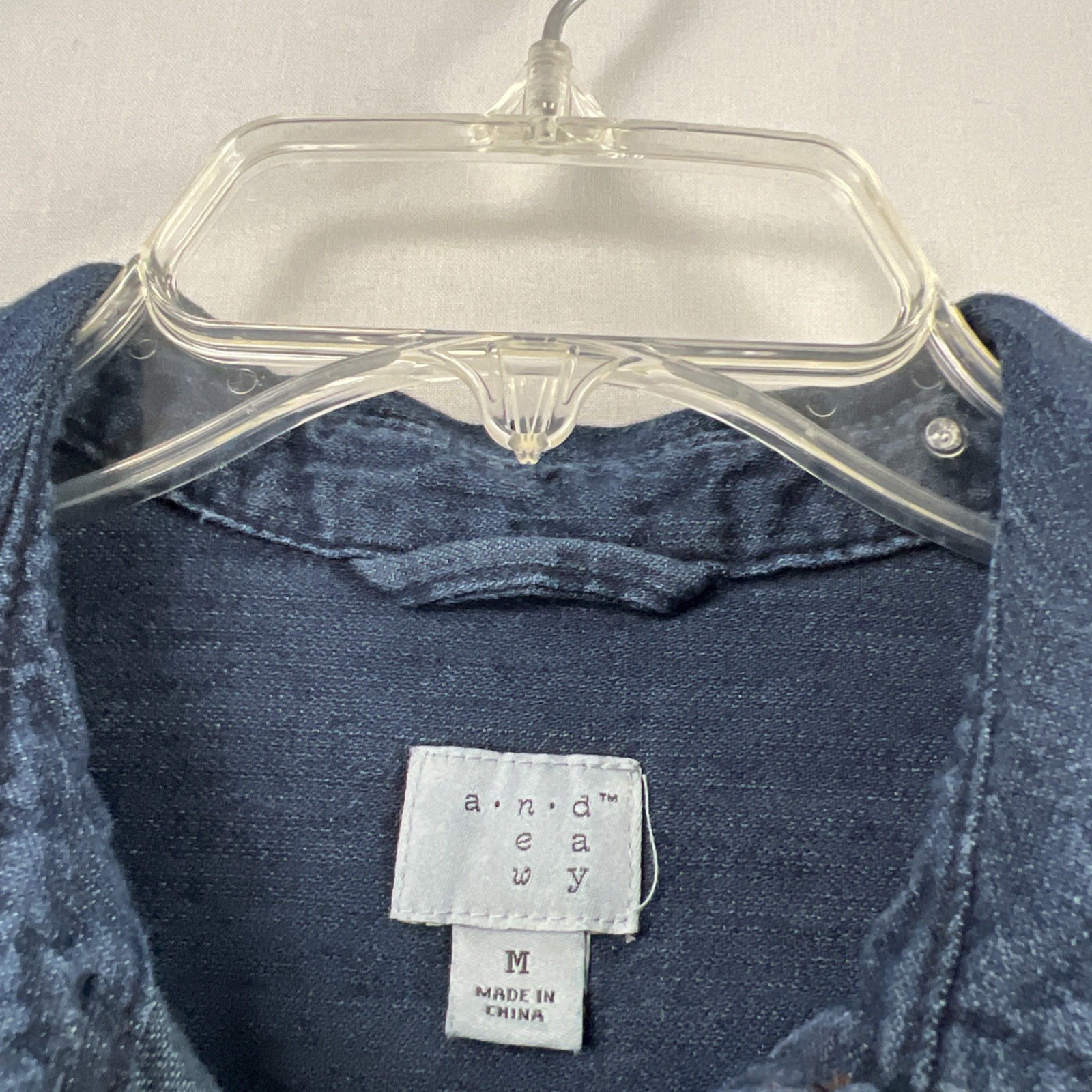 A New Day Dress Womens Medium Dark Wash Denim Shirt Long Sleeve Tie Belt
