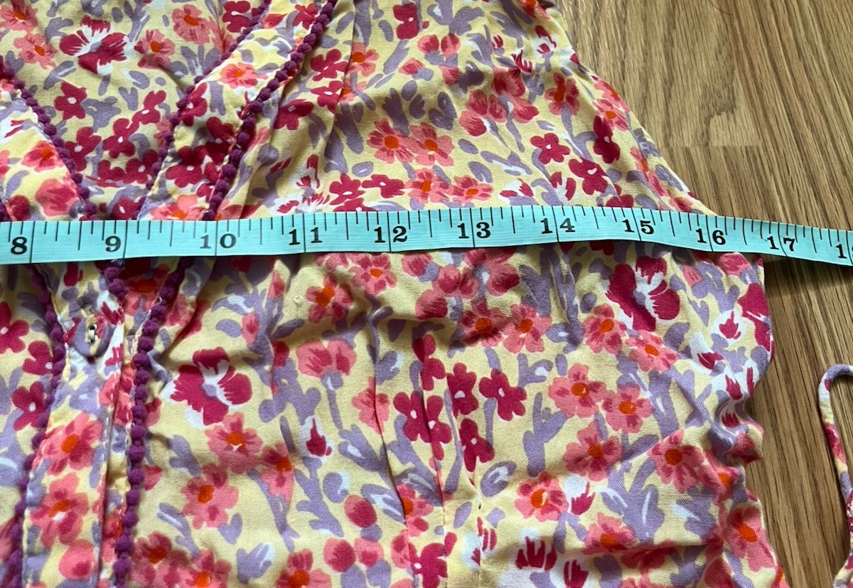 Poupette St Barth Midi Dress Sleeveless Pompom Bohemian Floral Size S