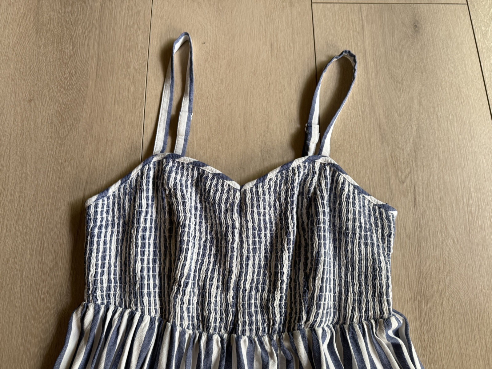 Torrid Blue White Striped Summer Adjustable Straps Smocked Dress Plus Size 1