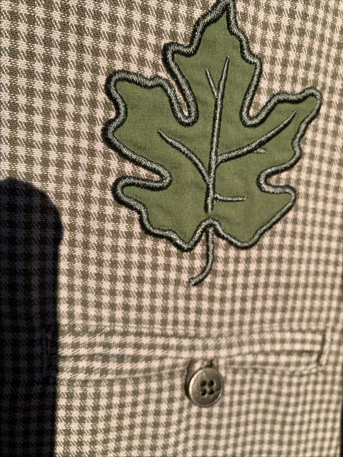 Christopher & Banks M Vtg Jumper W/Leaves Olive & Tan Check Maxi Dress