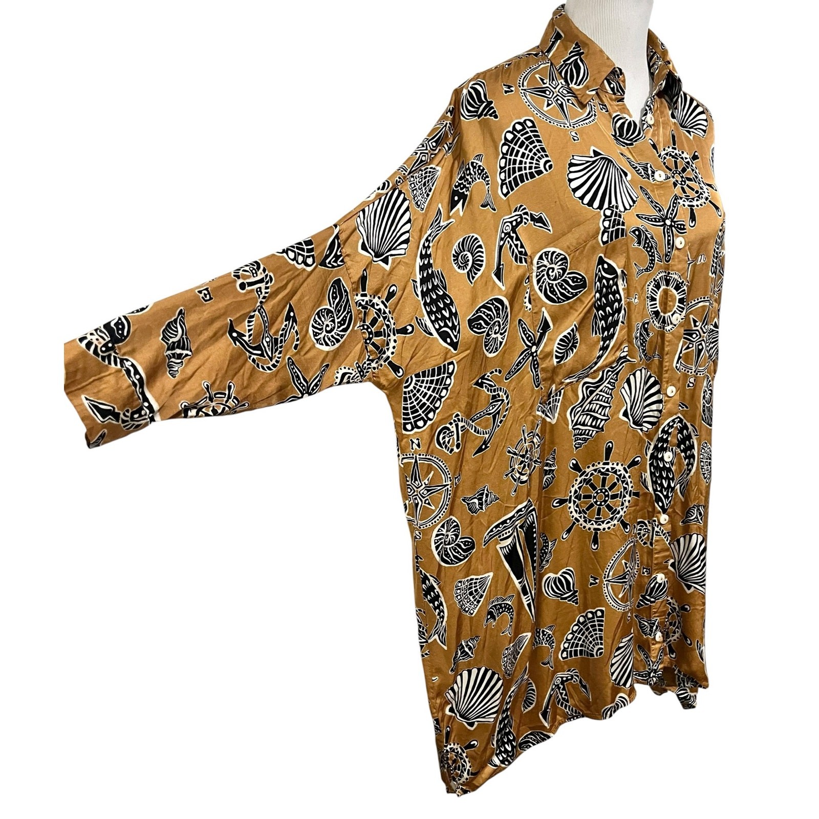 Anthropologie Corey Lynn Calter Mini Shirt Dress Oversized Long-Sleeve Size S