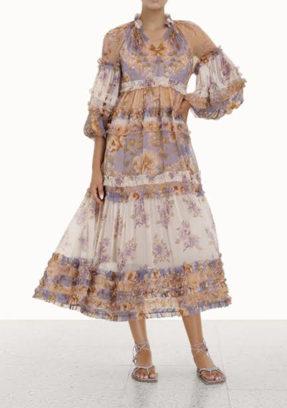 Zimmermann Rosa Frill Midi Dress Size 0/ AU 8