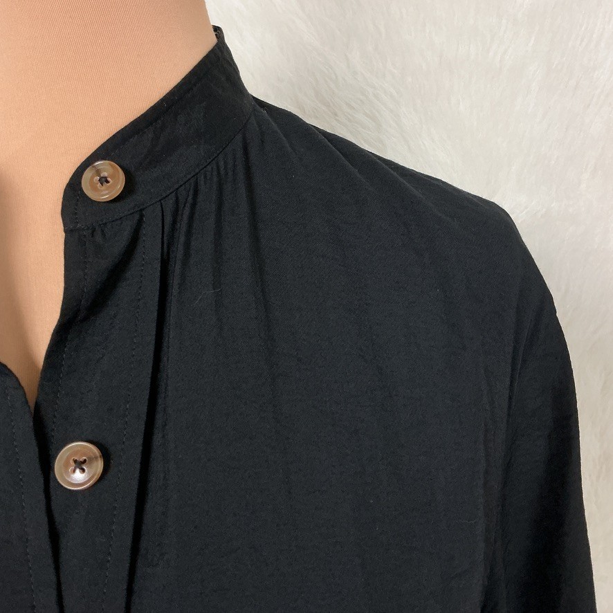 Vince Black Long Sleeve Belted Button Front Minimalist Shirtdress M