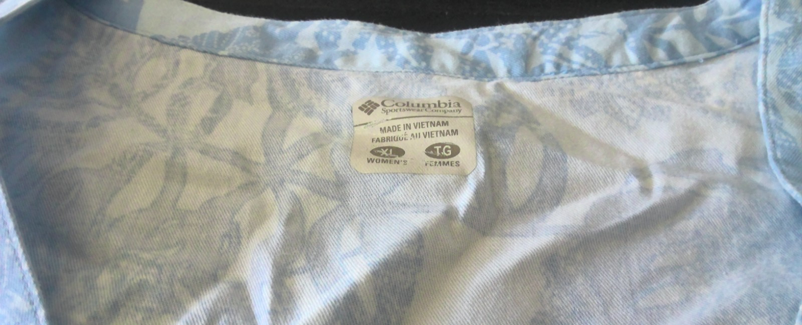 Colombia PFG Light Blue Floral Pattern Pullover Dress. Ties in Back. Size XL