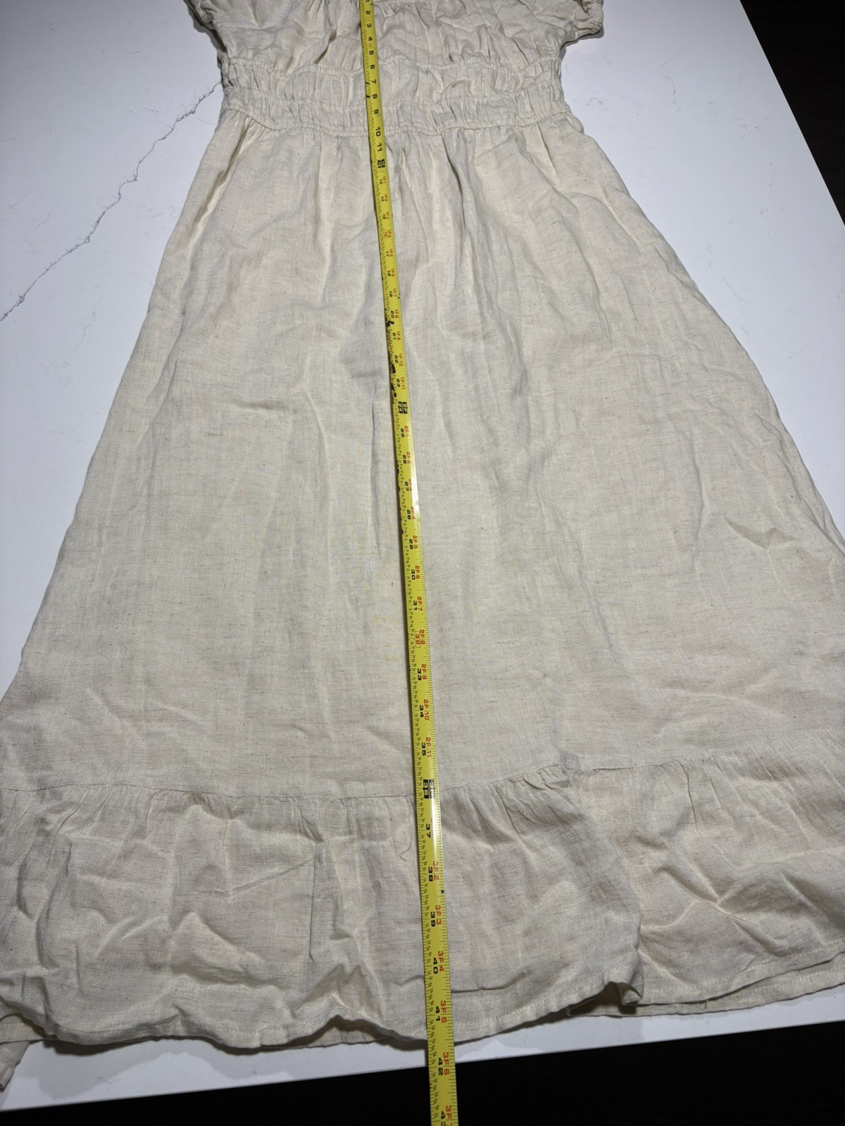 SIM and Sam Women’s Cotton Gauze Maxi Dress Lined, light Beige Size Large