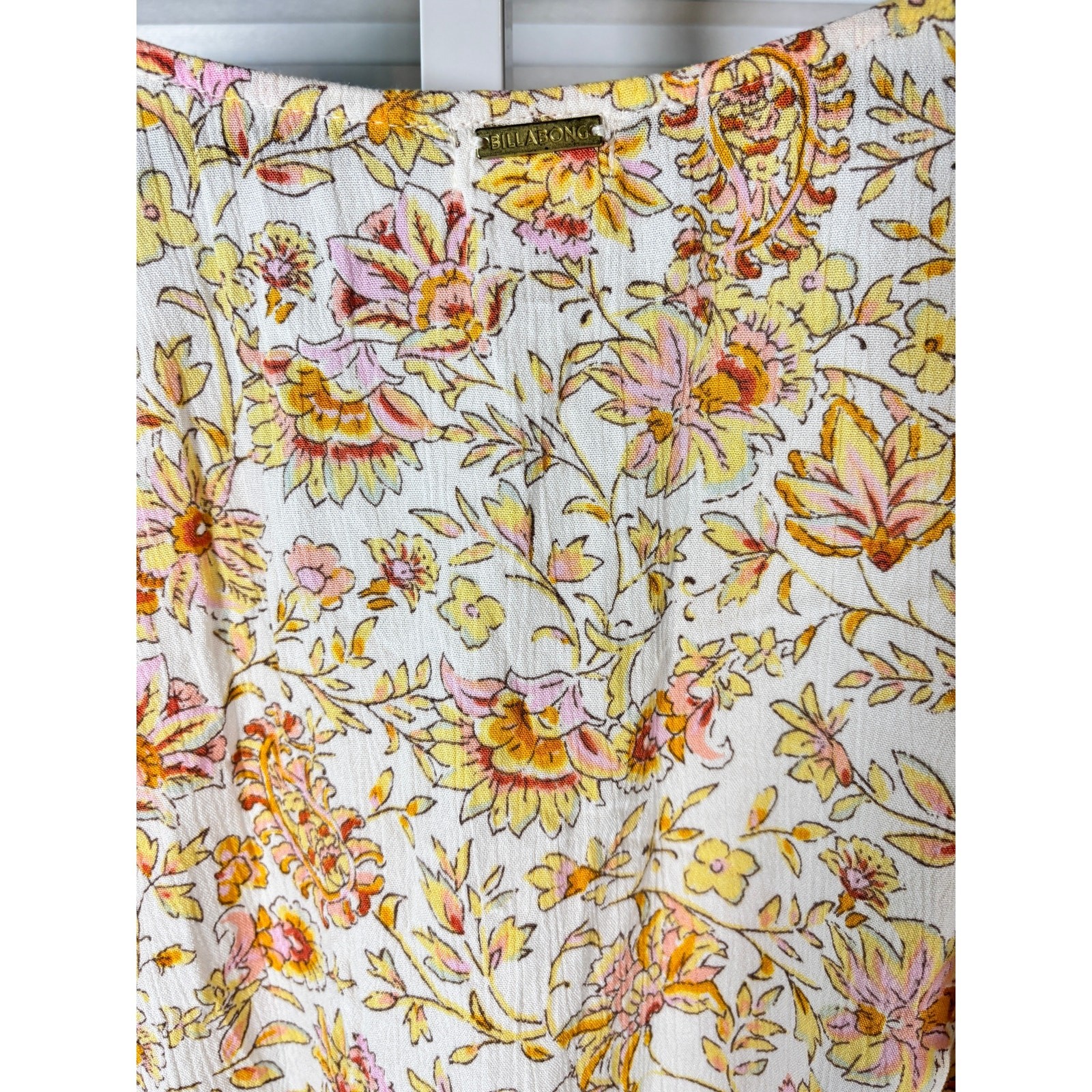 Billabong Floral Wrap Mini Dress Tie Waist Flutter Sleeve Women’s M