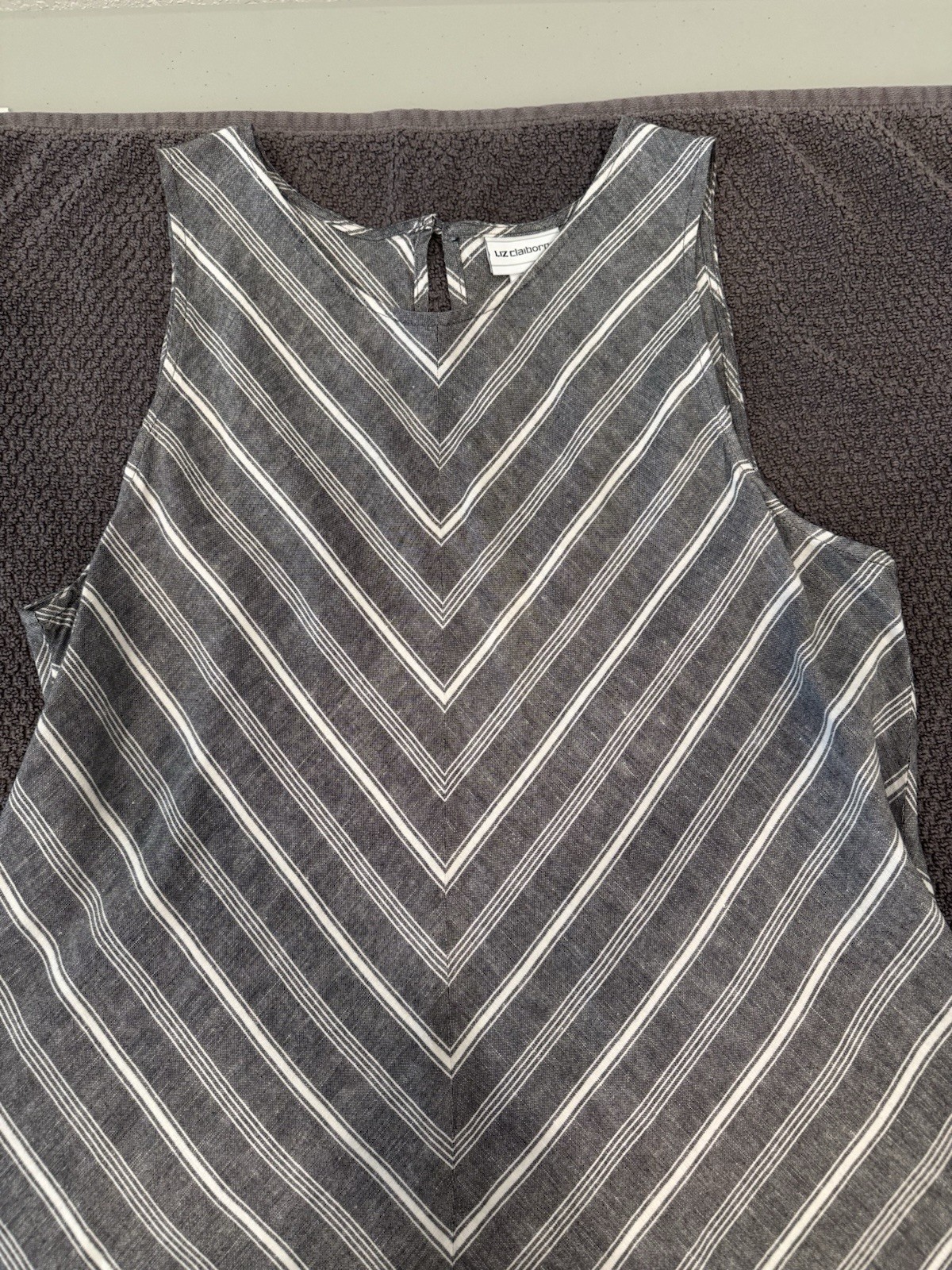 Liz Claiborne Sundress Dark Gray/White Size Large