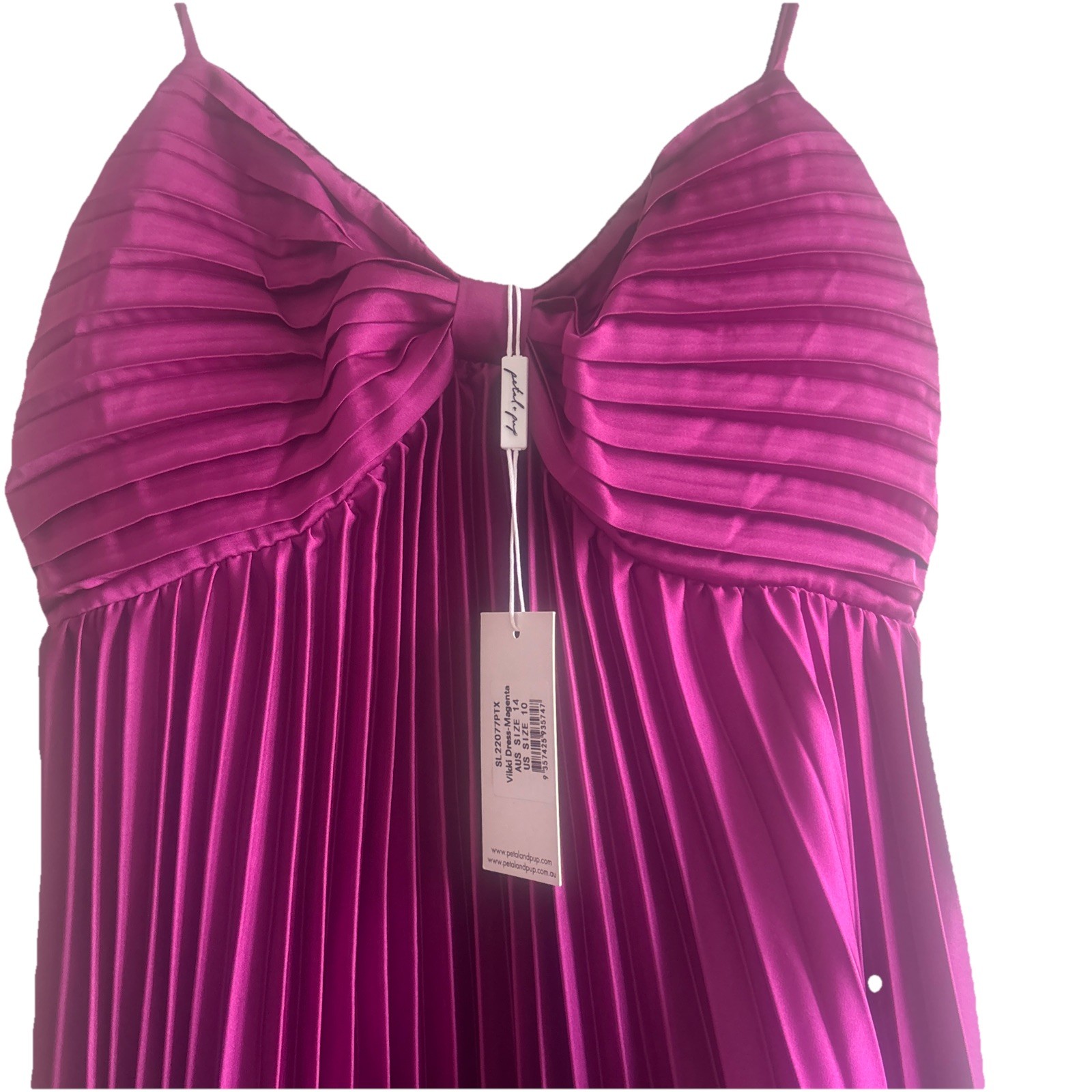 petal and pup Vikki Magenta Pleated Elegant Dress Size 10 Adjustable Straps