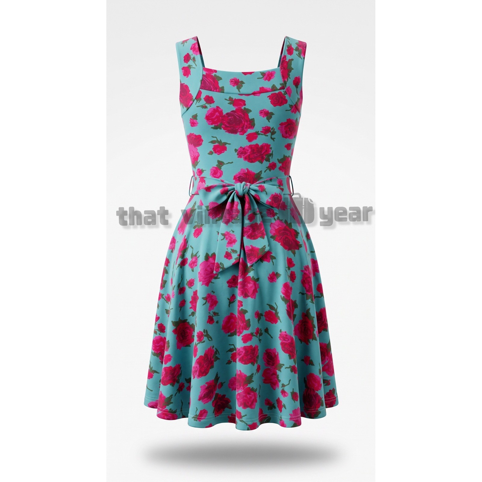 Modcloth Effie’s Heart Turquoise Rose Dress, Small NWOT