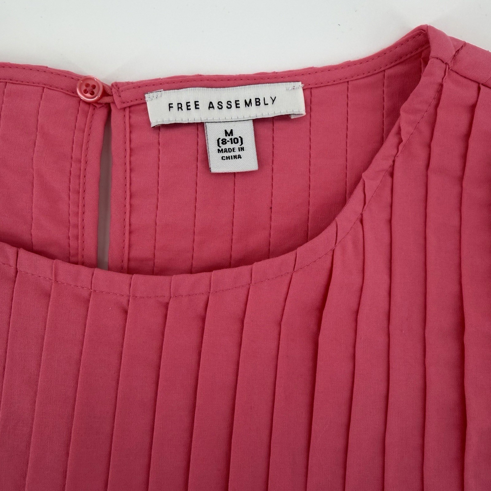 NWT Free Assembly Pink Melon Pleated Mini Dress Womens M 8-10 Sleeveless Pockets