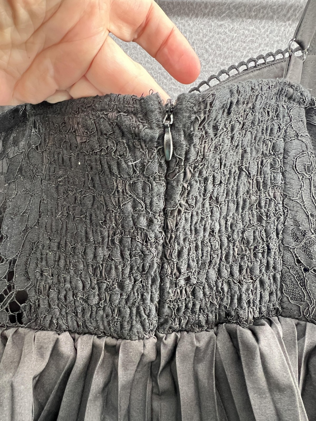 DO+BE Dress Womens Small Black Lace Tiered Ruffle Pleated Mini Adjustable Straps