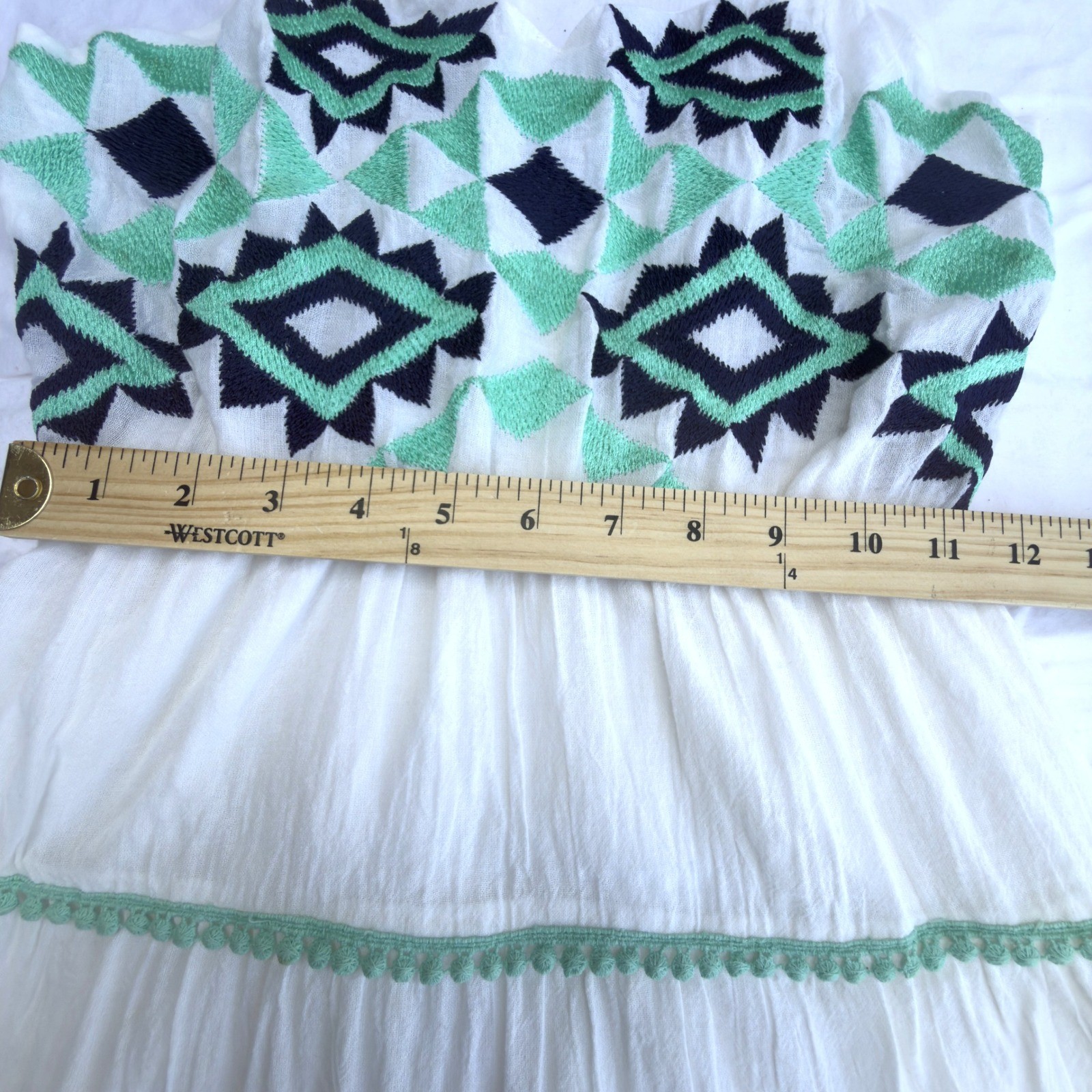 Young Threads Embroidered Cotton Tiered Sundress Boho 70s Inspired Folk Dress