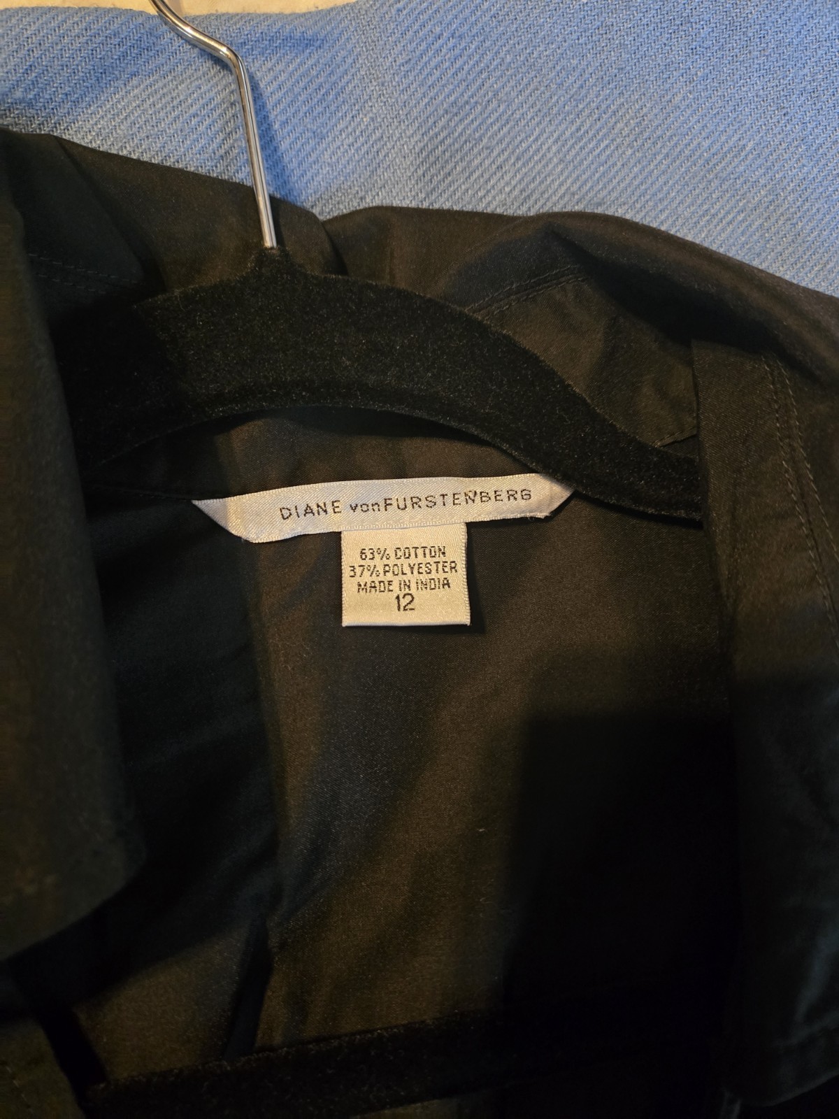 Diane von Furstenberg Kitty True Wrap Dress Black Belted Size 12 Cotton Blend