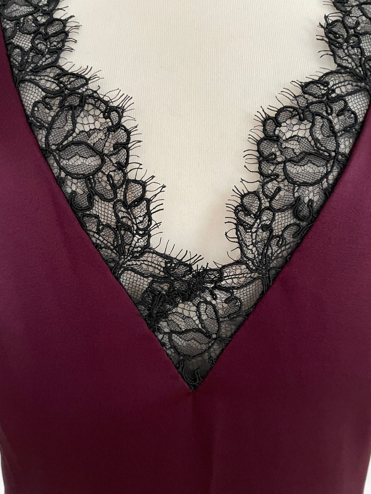 STELLA McCARTNEY burgundy lace-trimmed satin slip dress IT38, UK8/10, US4/6