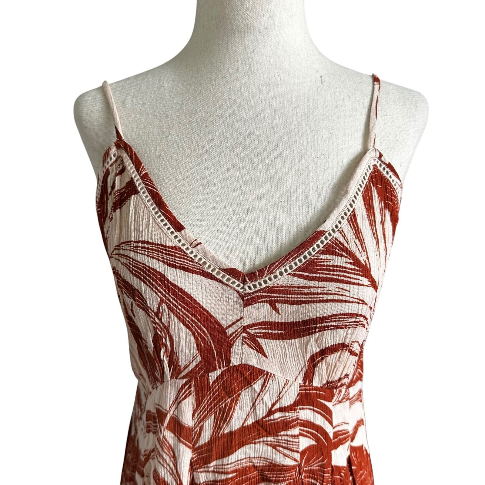 Olivia Grey Brown Tropical Maxi Dress Women Size Medium | 68-39
