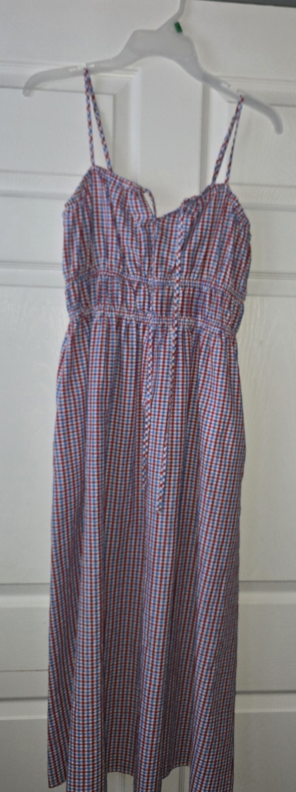 Universal Thread Red/Blue/White Gingham Square Neck Smocked Maxi Sundress XS